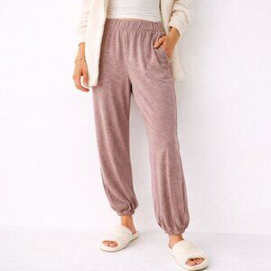 Garnet Hill Comfy Elevated Luxe Pull On Mauve Soft Lounge Jogger Pants [size L]
